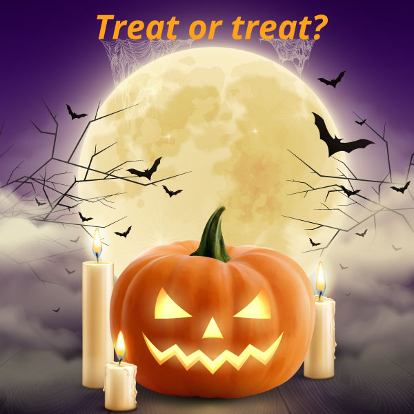 Treat or treat? Подхранване или подхранване за Halloween? Избери подарък коприна или маска